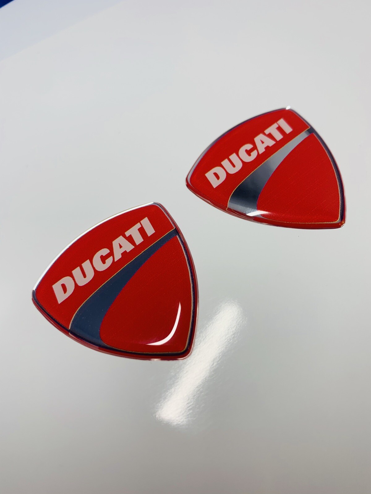 (2)1.5″x1.5″ Ducati Red Motorcycles Big Bike Helmet 3D Decal Raised Domed Emblem