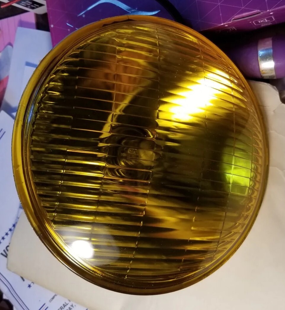 Amber Halogen 7″ headlight replaceable H4 bulb vintage CAFE LENS & BULB ONLY
