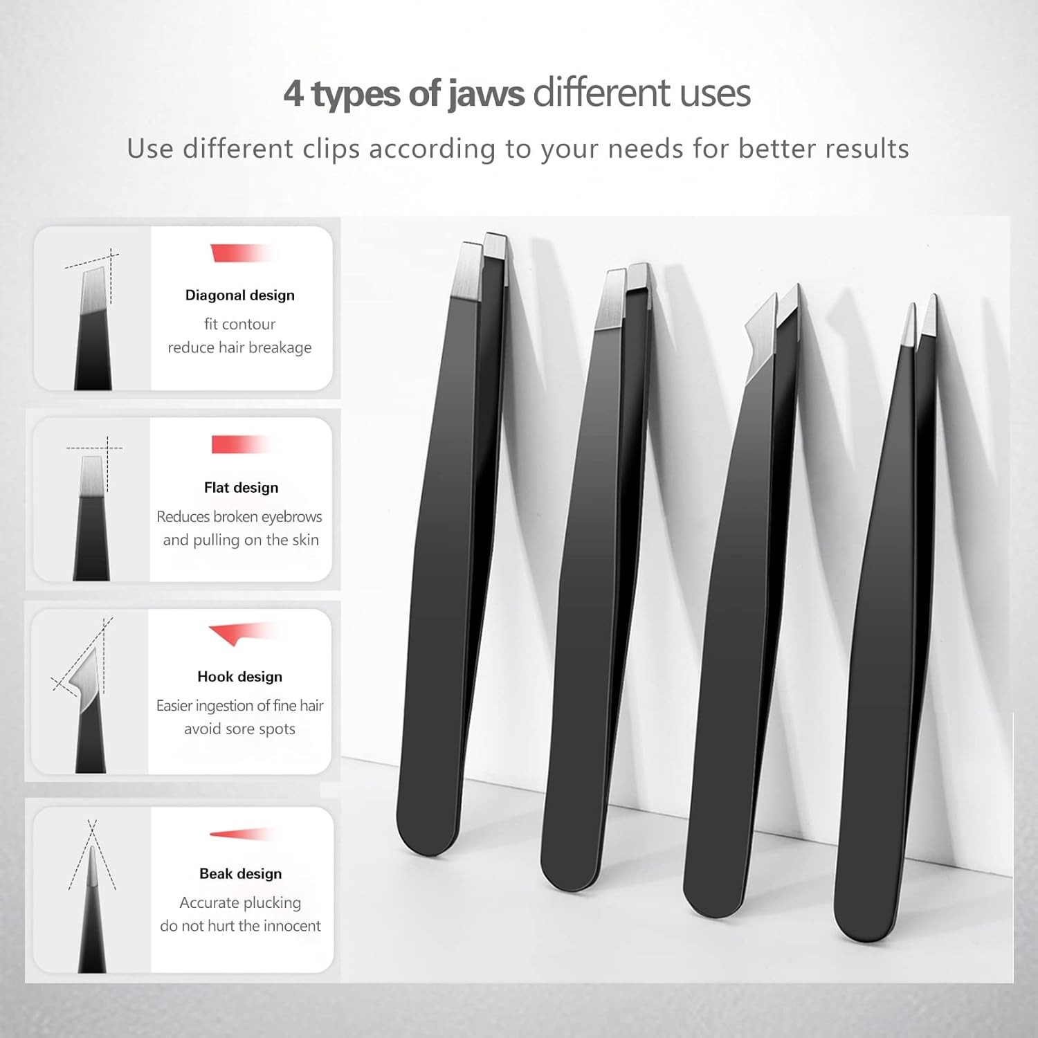 Eyebrow Tweezers Eyebrow Clip 4Piece Hair Beauty Pluckers Stainless Steel
