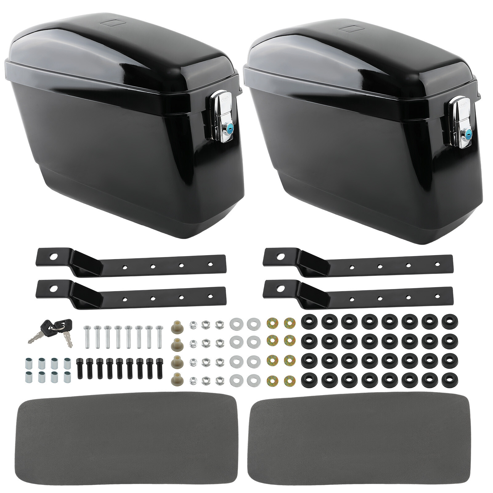 Black Hard Saddlebags Pair Universal Motorcycle For Harley Honda Yamaha Cruise