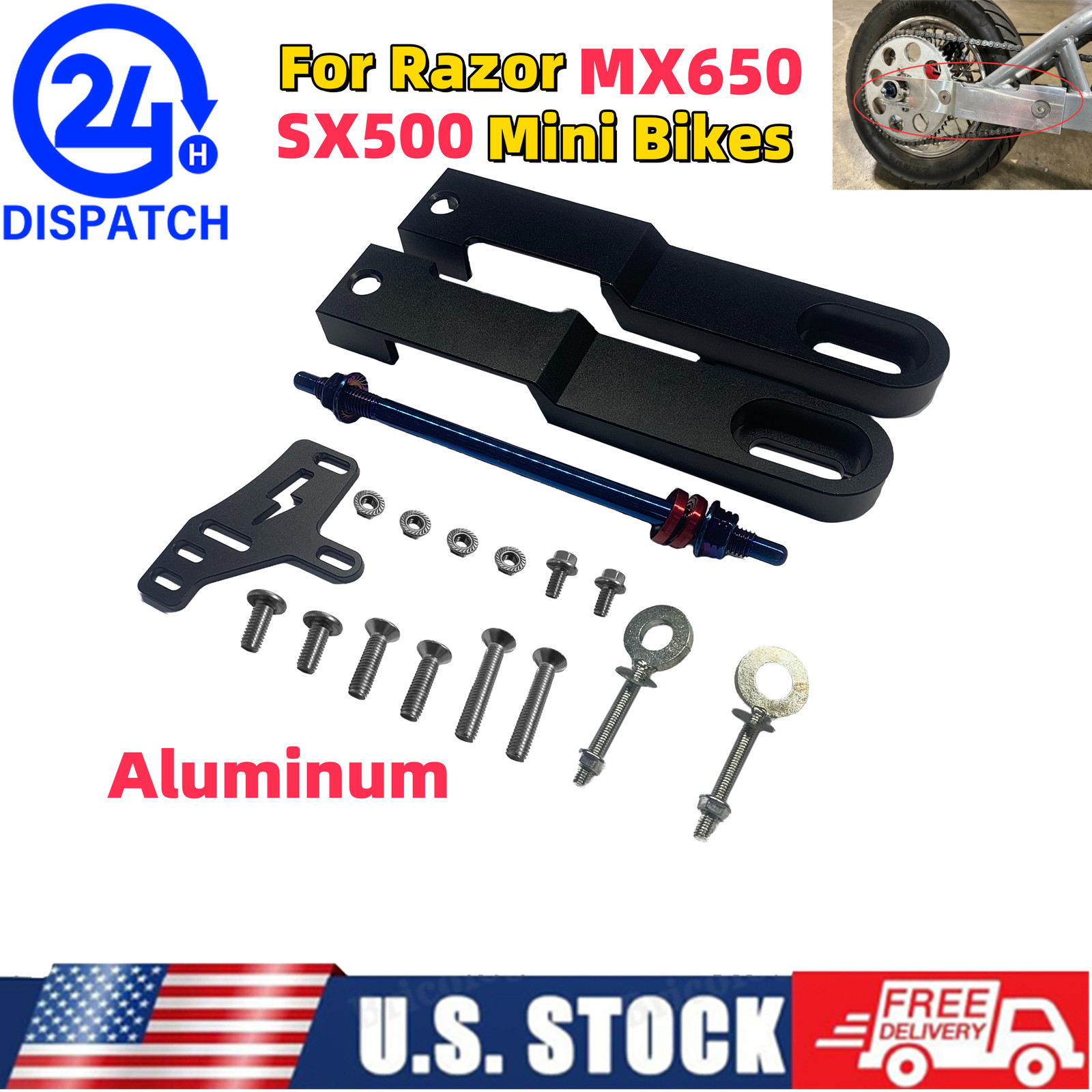 For Razor MX650 SX500 Mini Bikes Bolt on Swing Arm Extension Kit 4″- 5″ Aluminum