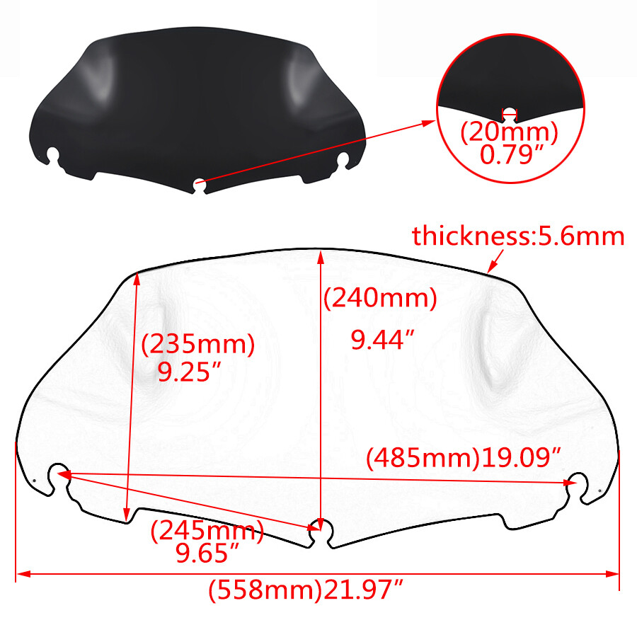 4.5″ 7″ 9″ 10.5″ Wave Windshield Windscreen Fit For Harley Touring Electra Glide