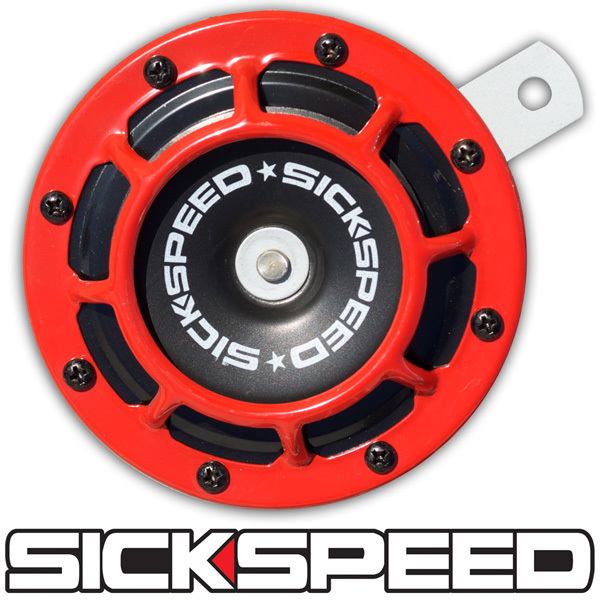 SICKSPEED RED SUPER LOUD SINGLE ELECTRIC BLAST TONE HORN MOTORCYCLE 12V M10