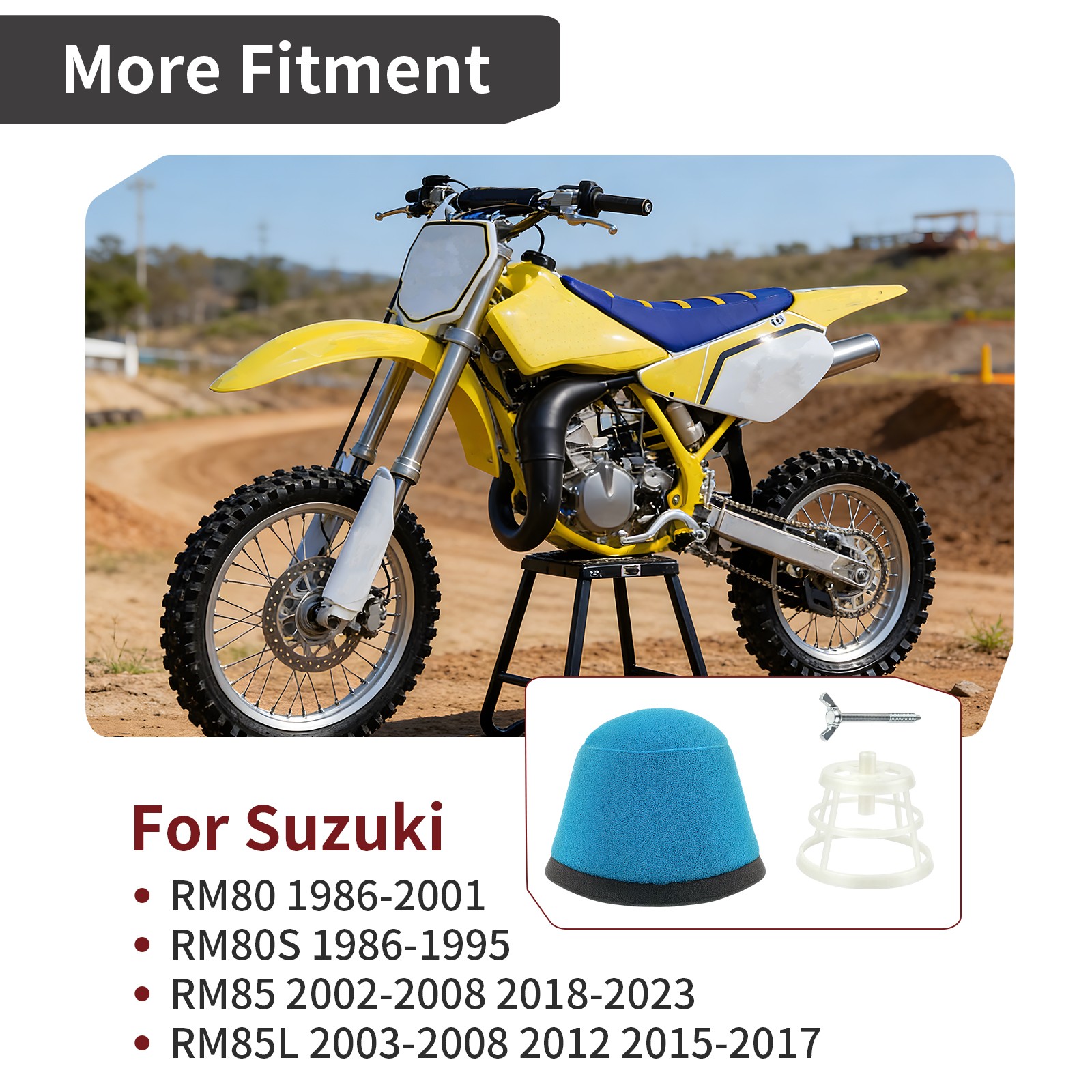 Air Fitter W/ Holder + Wing Bolt Kit For Suzuki RM80 80S 1986-95 RM85 85L 03-08
