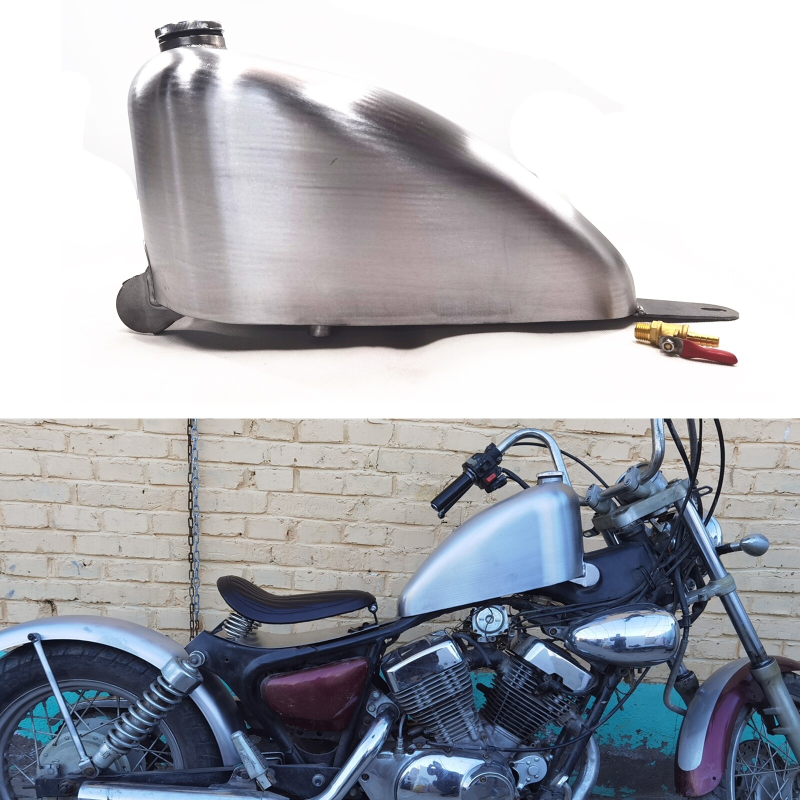 Unpainted Silver Petrol Gas Fuel Tank For Yamaha Virago XV250 6L
