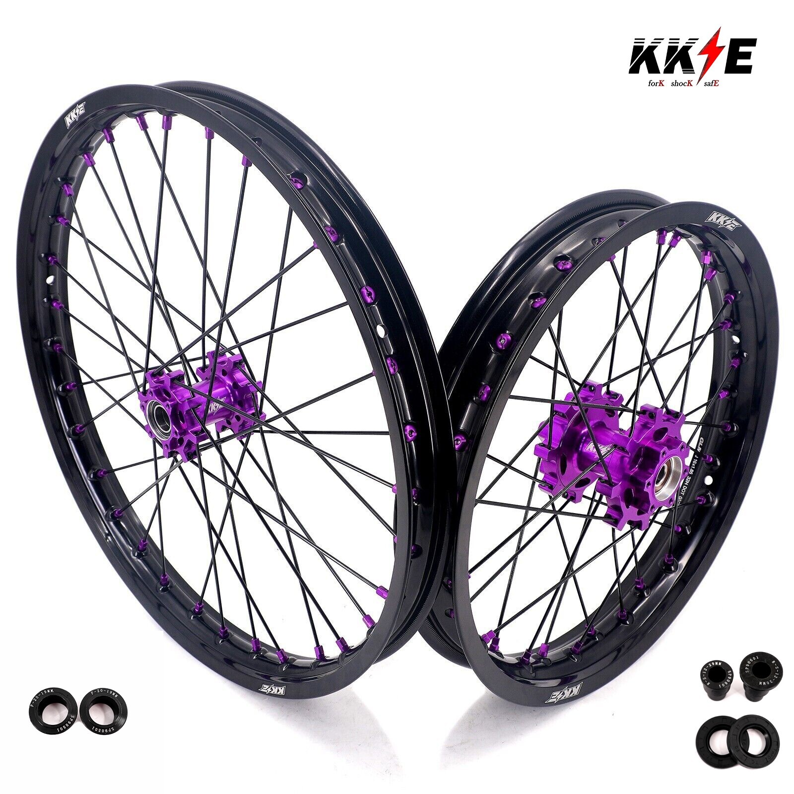 KKE 19+16 Wheels for E-Ride PRO-SS 2024 Rims CNC Hubs Anodized Purple