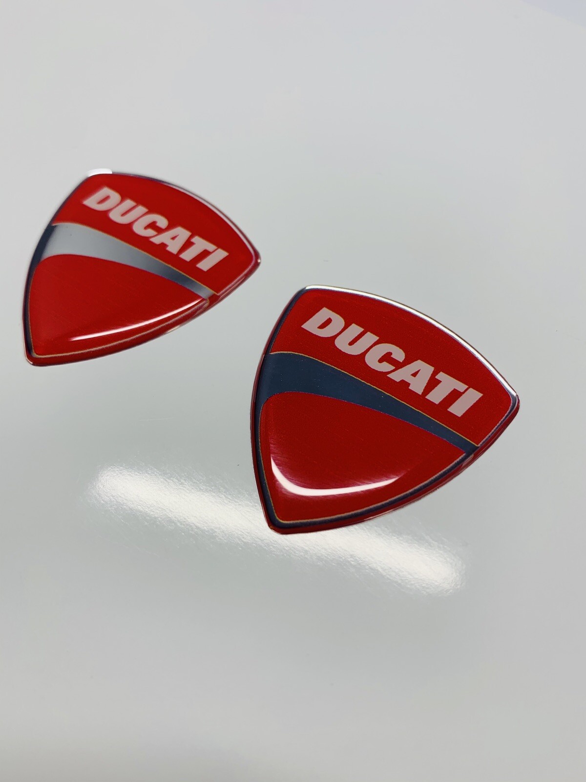(2)1.5″x1.5″ Ducati Red Motorcycles Big Bike Helmet 3D Decal Raised Domed Emblem