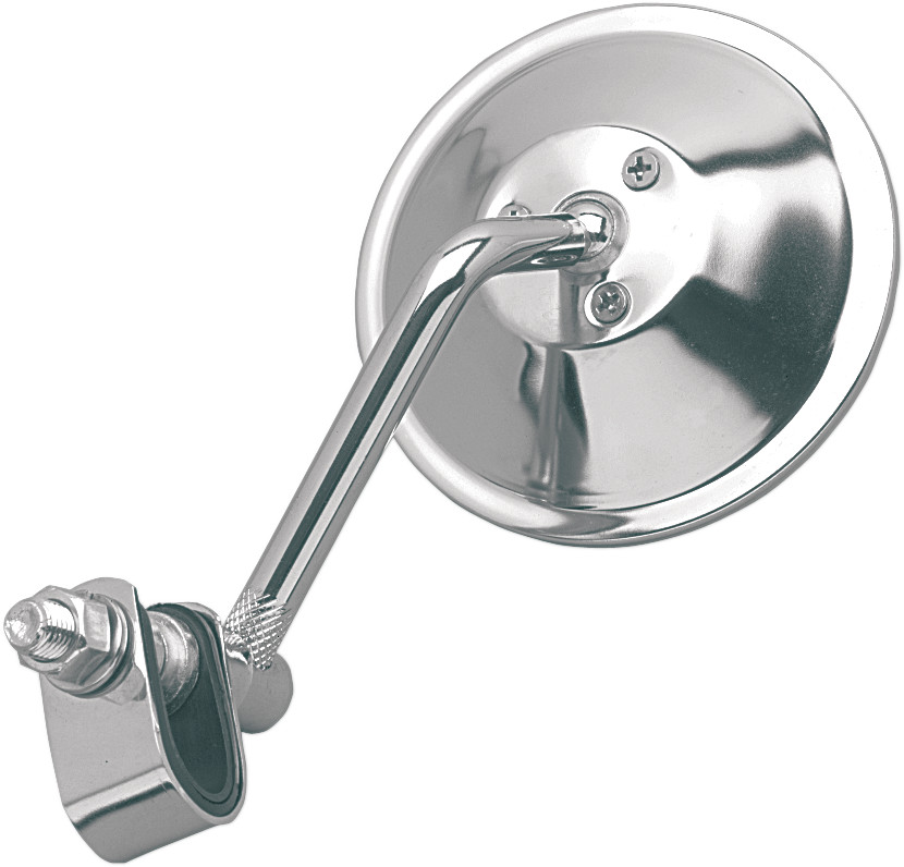 Short Stem Chrome Clamp-On 4″ Round Mirror Chopper Scooter Retro Jammer