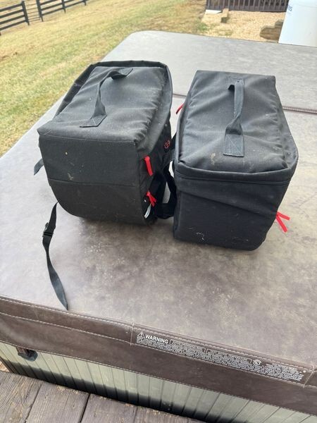 Lot 2 OSI Deluxe Black Throwover Universal Fit Motorcycle Saddlebags