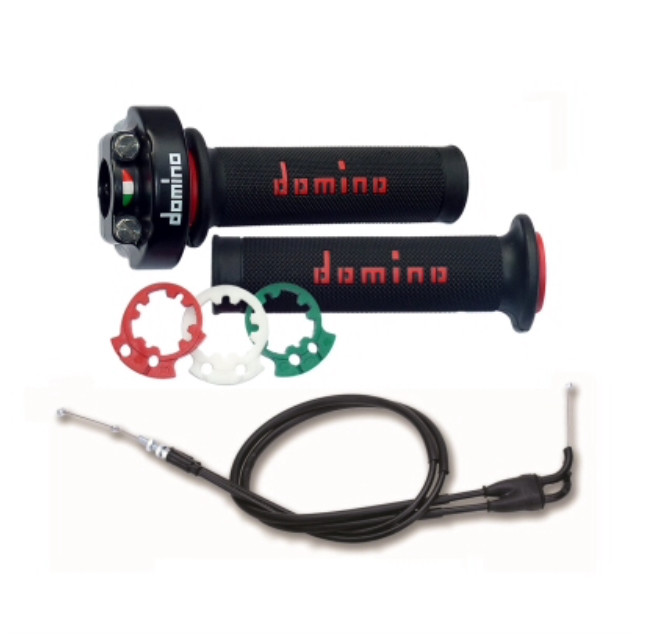 Domino XM2 Quick Action Throttle Red Grips & Cables Yamaha YZF-R6 2008-2018