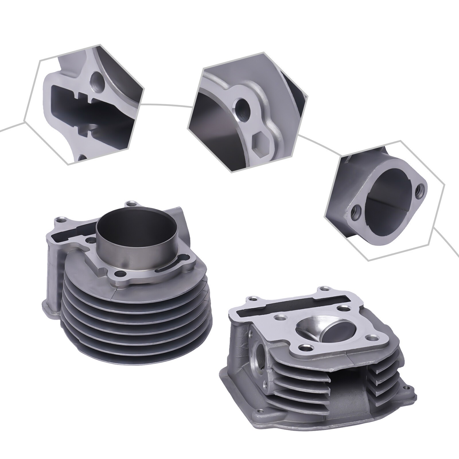For GY6 150cc 57.4mm Big Bore Kit Set Cylinder Head Piston Gasket Set QMJ157