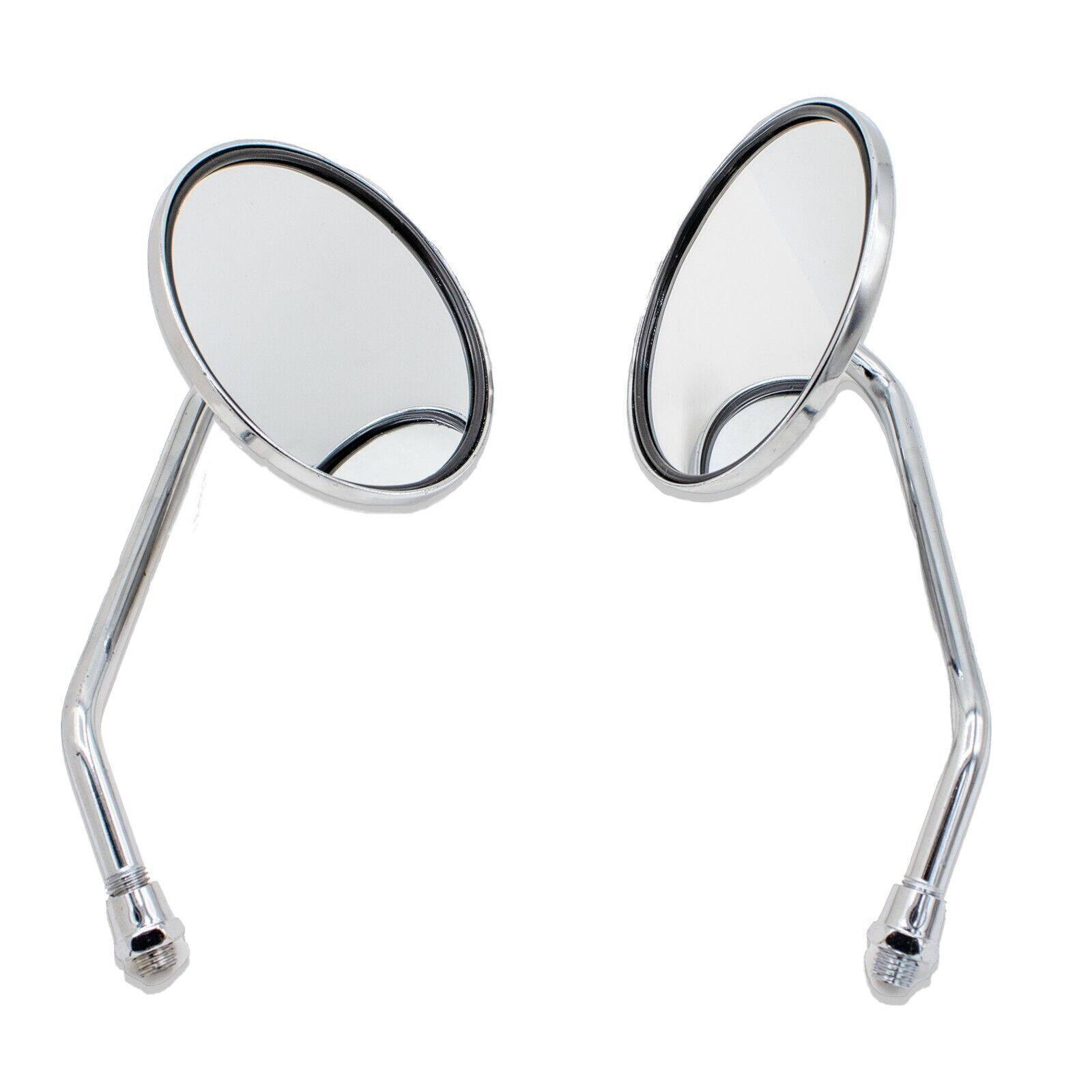 2*10mm Chrome Long Stem Motorcycle Mirrors Round Fit For Harley Yamaha Suzuki