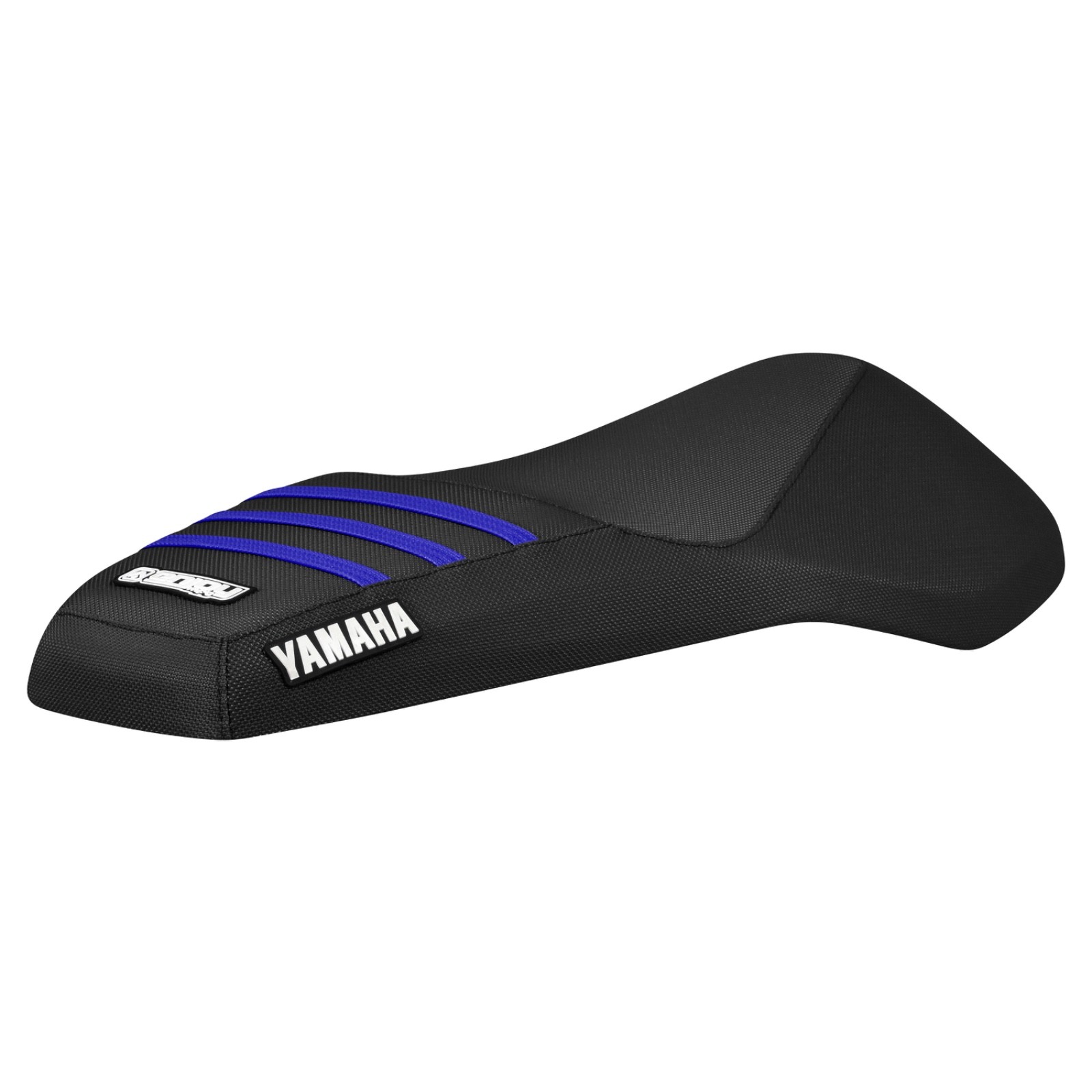 2022-2025 YAMAHA Zuma 125 gripper seat cover all BLACK w/ BLUE ribs #574