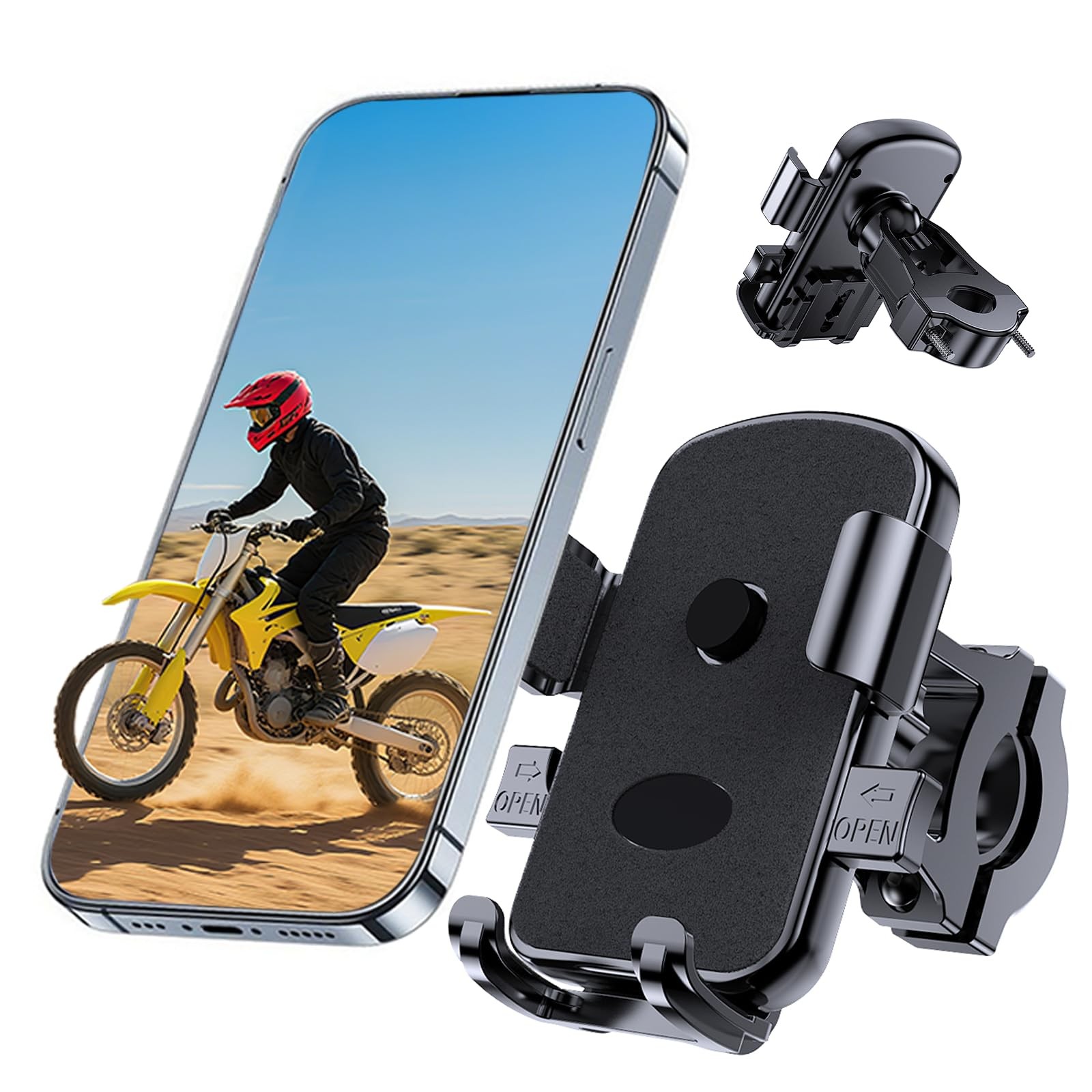 Bike Phone Mount Holder, Motorcycle for 4.7-7.2 inches, Black
