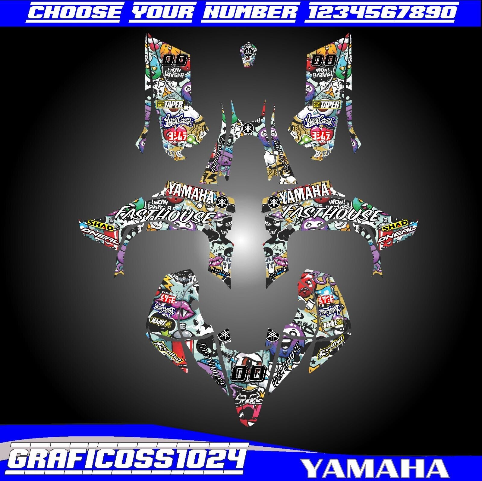 Graphics Kit for YAMAHA YFZ 450R 2014-2023 Fits Yamaha YFZ450R Thickness 12 mil