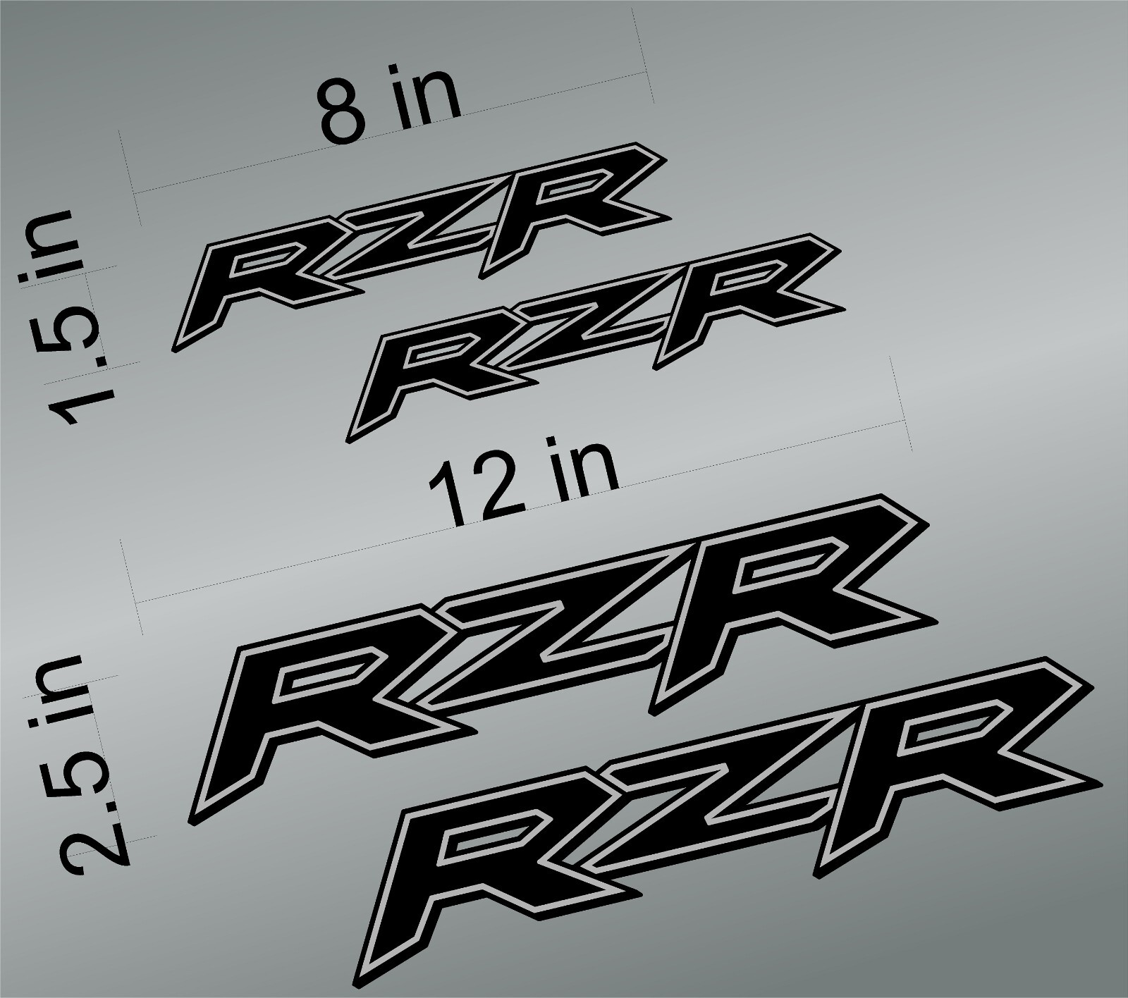 RZR decal 4 pack graphic / BLACK / vinyl adhesive stickers / decal pack