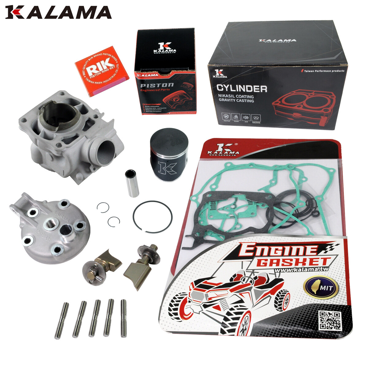 KALAMA For YZ125 Top End Kit Cylinder Head Piston Power Valve Gasket 02~04