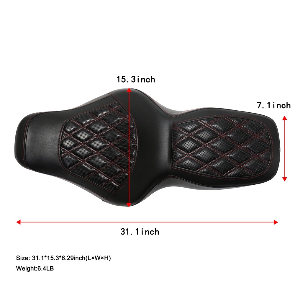 Red Stitch Full Set One-Piece Seat For Harley Electra Glide Road Glide 1997-2007