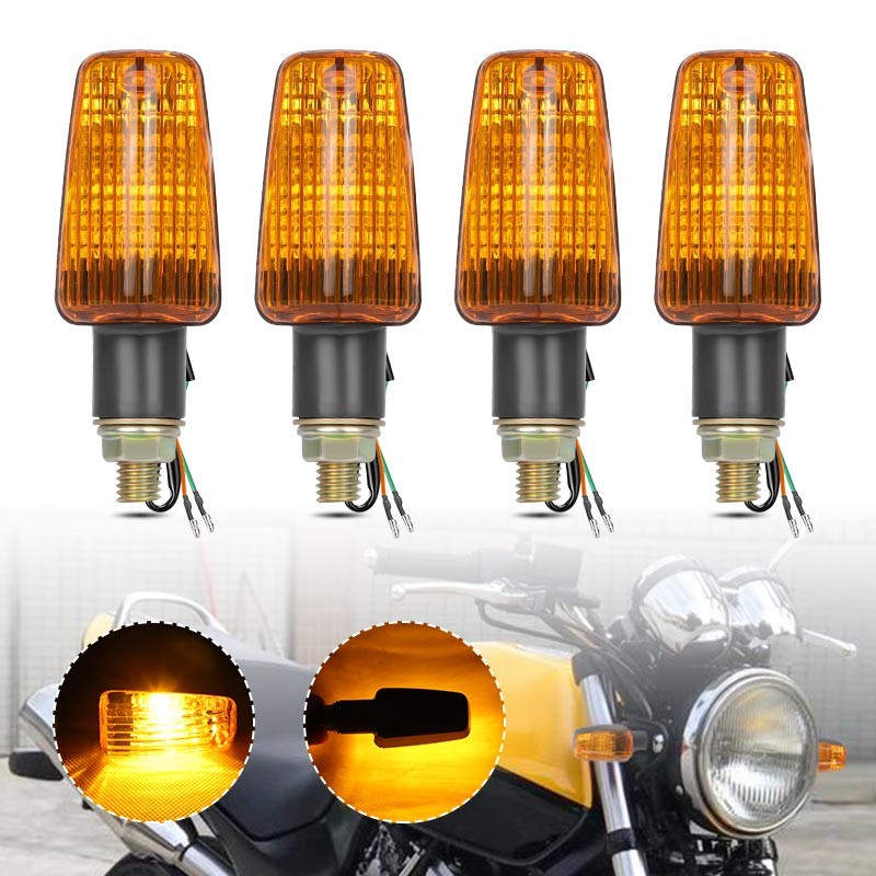 4X Motorcycle Indicators Motorbike Turn Signal Lights Amber Bulb Universal 10mm