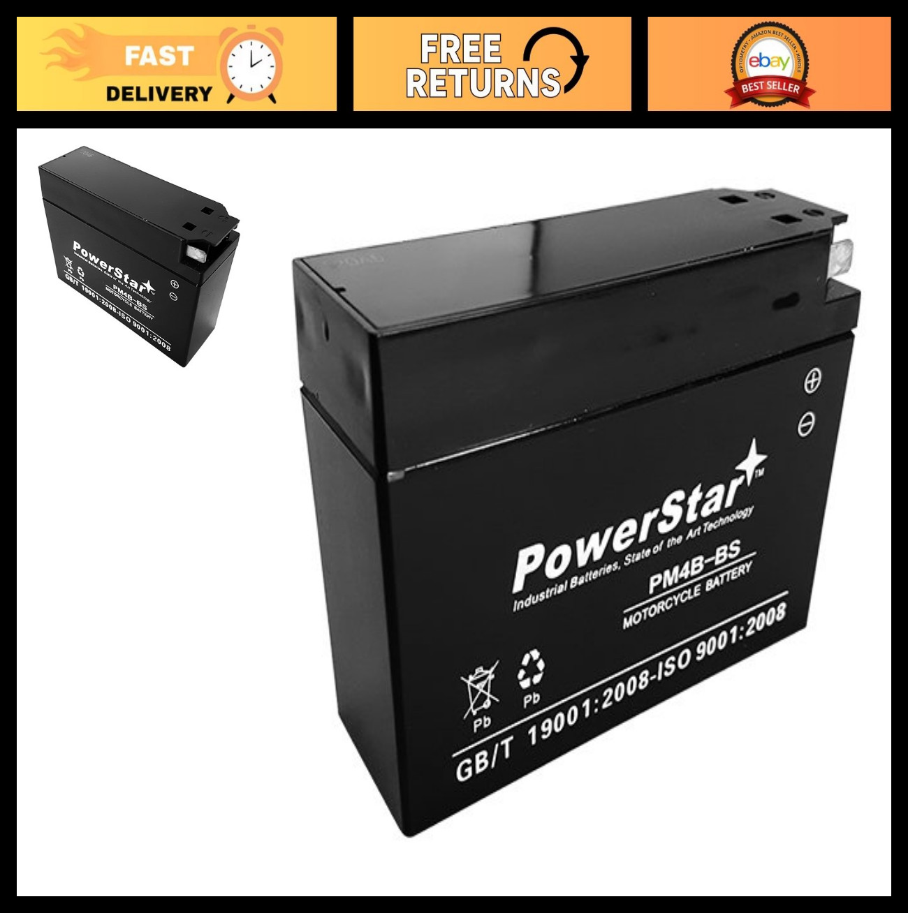 AGM Motorcycle Battery for Yamaha SR400, Replaces GT4B-5, High Performance, Dura