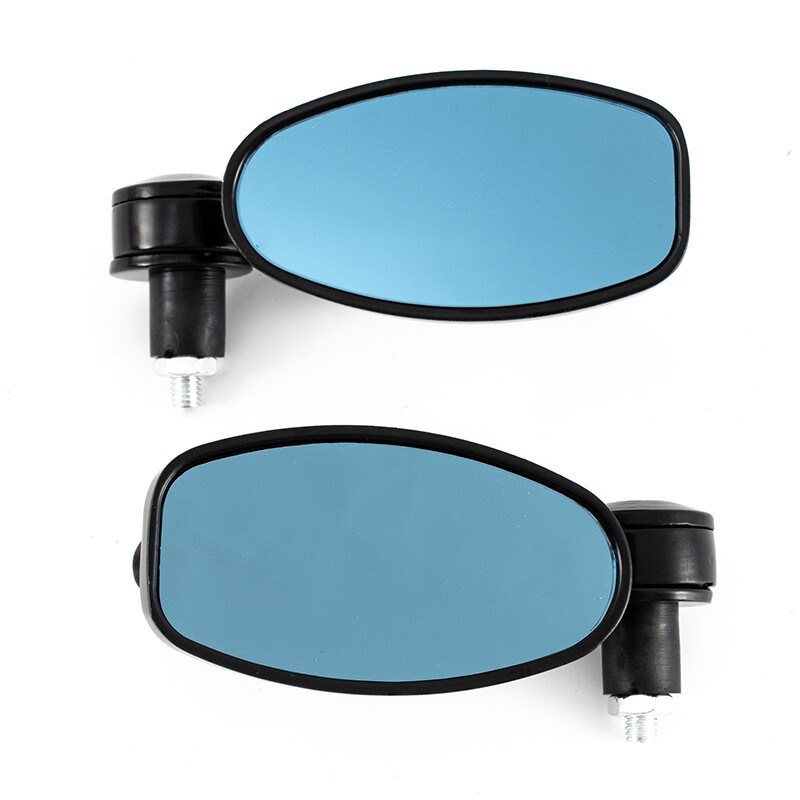 Pair Black 22mm 7/8 Inch Bar End Rear View Mirrors Motorcycle Handlebar Side Set