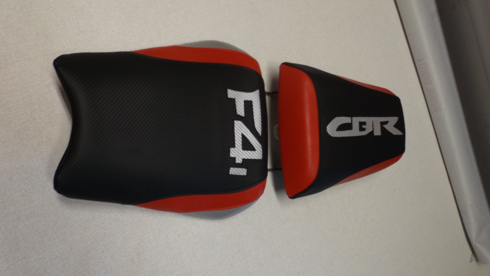 HONDA 01/02/03 CBR600 F4i FRONT & REAR SEAT COVERS BLACK/RED/SILVER CUSTOM FIT