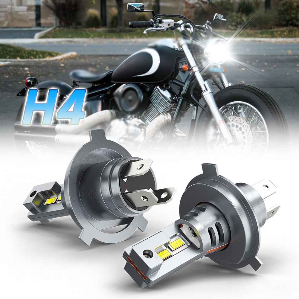 High Power LED Headlight H4 Bulbs for Yamaha V-Star (ALL) 1998-2017 Lights 6000K