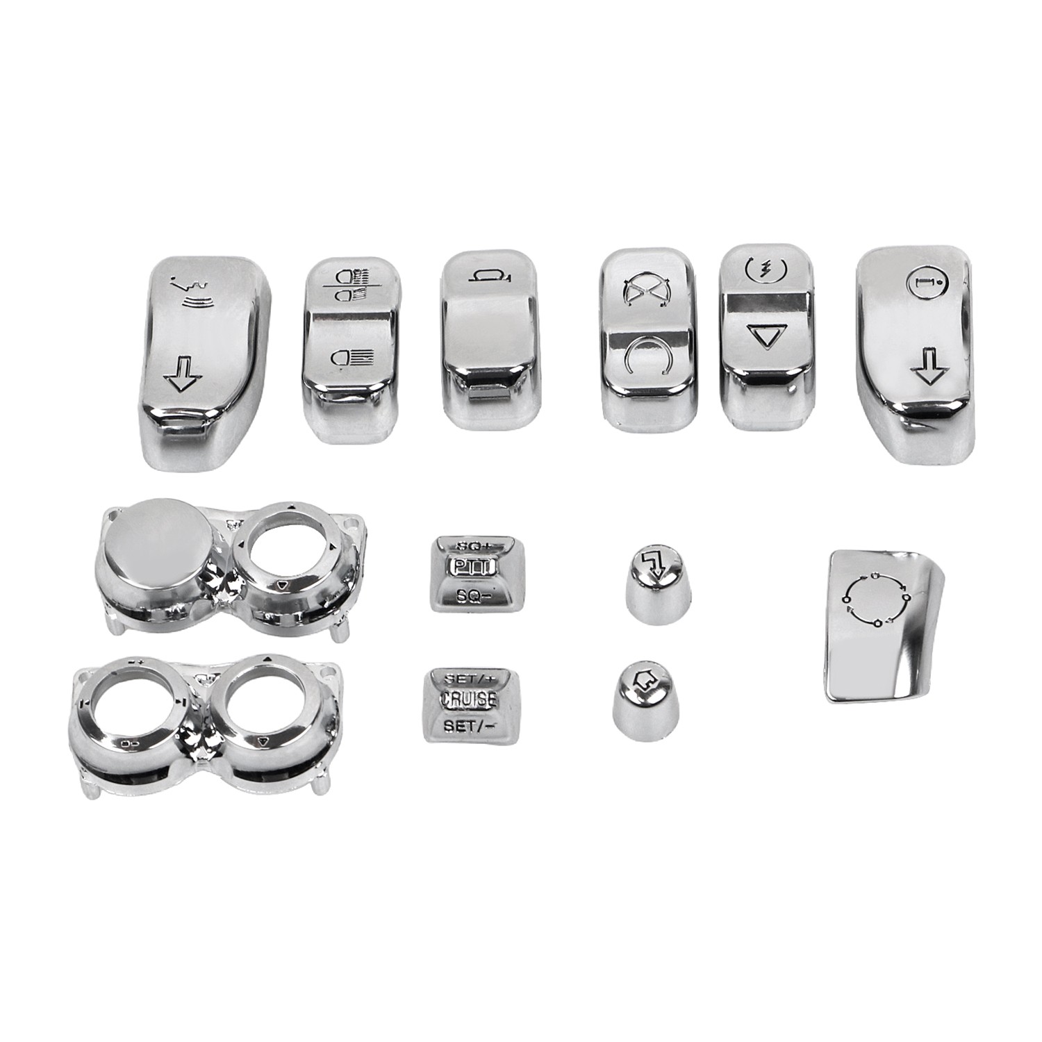 Chrome ABS Handlebar Control Switch Housing Cap Button Kit For Harley Road King