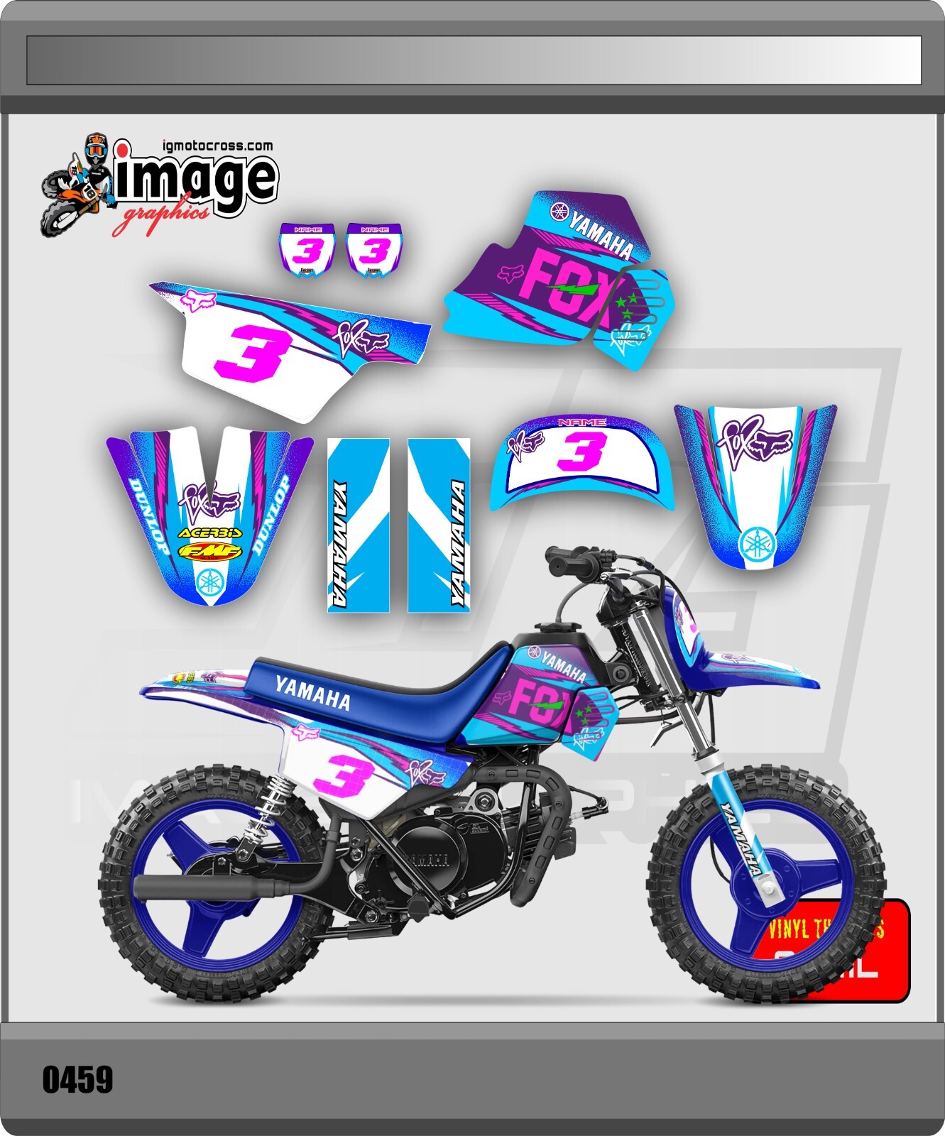 YAMAHA PW 50 PW50 GRAPHICS KIT DECALS Fits Years 1990 – 2023 PINK BABY BLUE