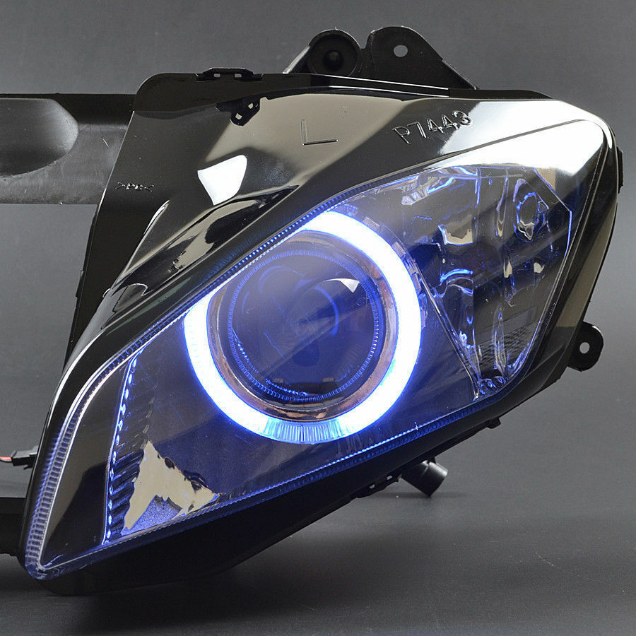 HID Projector Headlight Blue Angel Eye Assembly Light For Yamaha YZF R6 08-2015