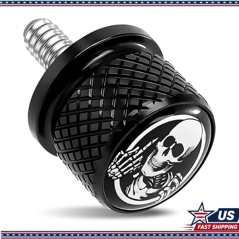 Black Knurled Skull Pattern Rear Seat Bolt Screw 1/4-20 Thread DavidColor: Black