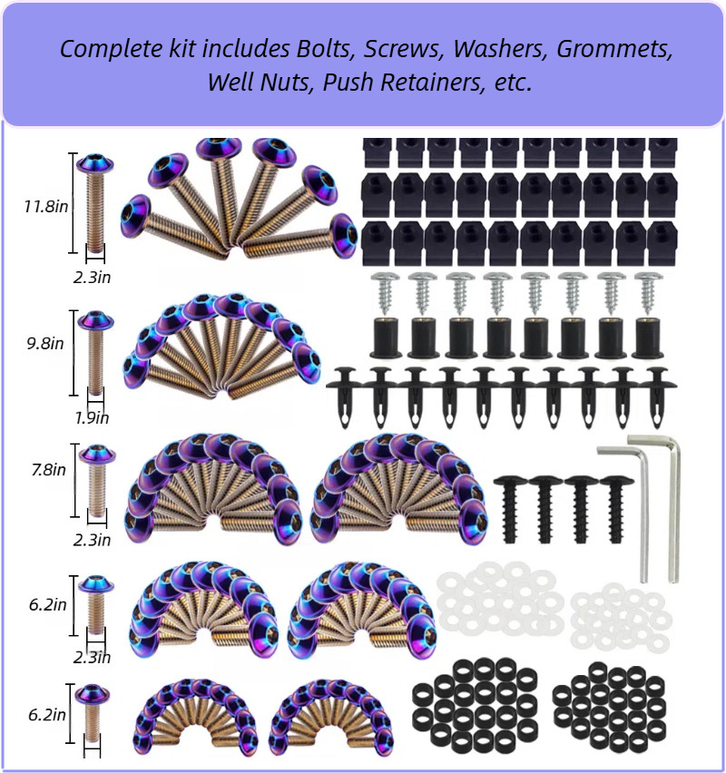236PCS Purp-Blue Irid. Complete Fairing Bolt for Suzuki GSXR600/750 2008-2010