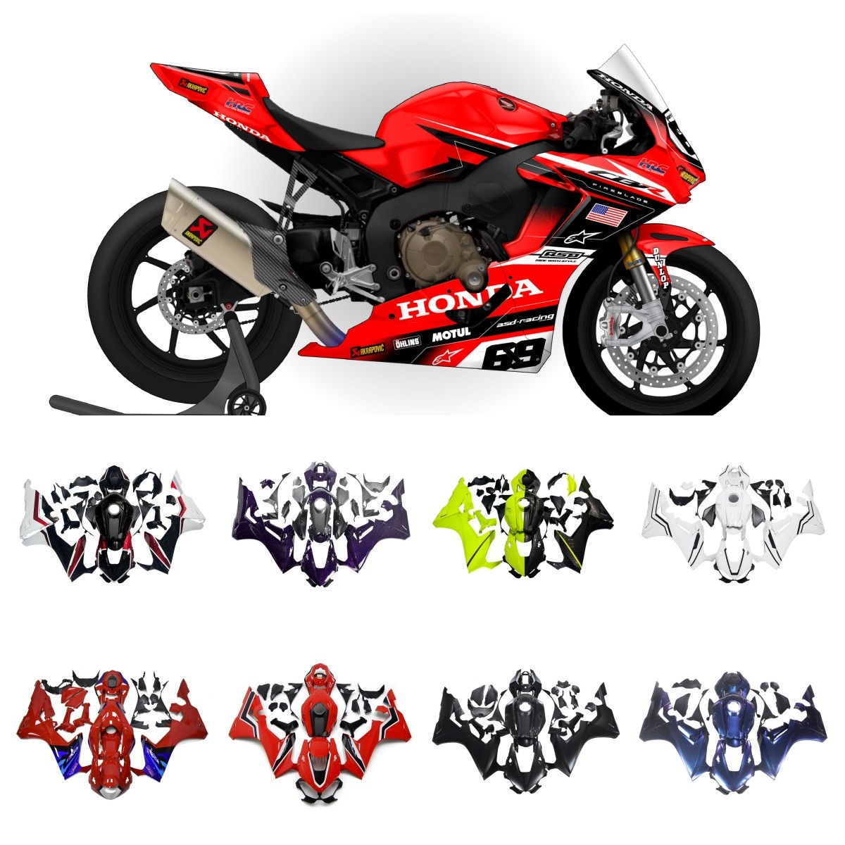 Injection Fairings Kit For Honda CBR1000RR 2017 2018 2019 2021 Plastics Bodywork