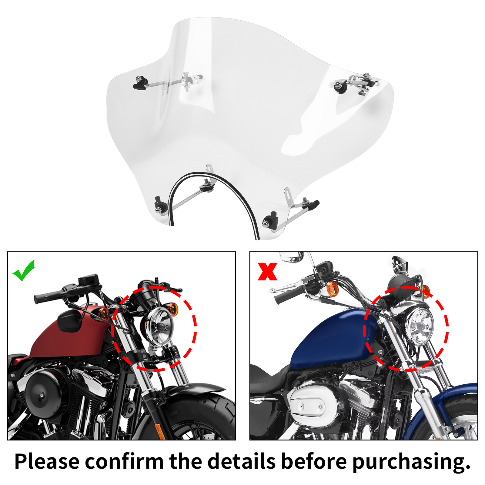 Motorcycle Windshield Windscreen Mounting Kit Universal Fit For Honda Cruiser