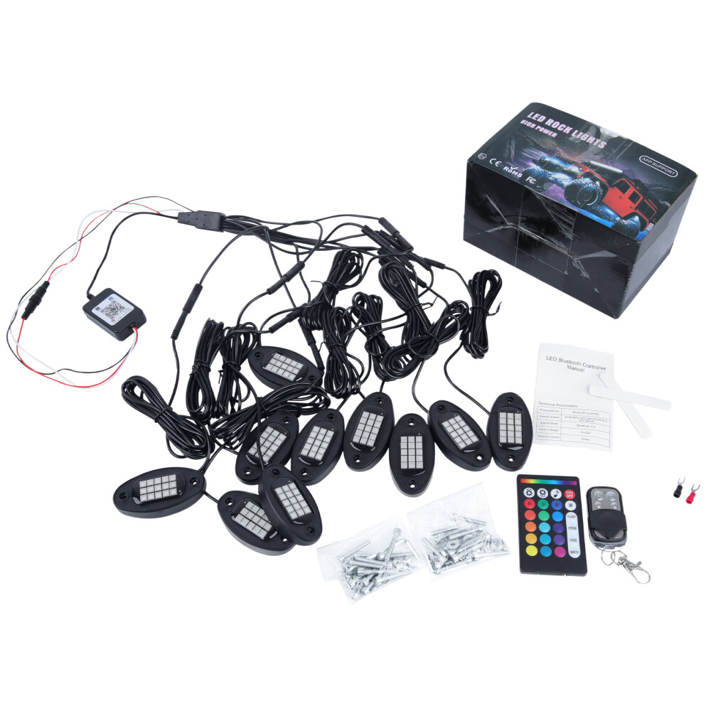 For Suzuki 10 Pods Motorcycle RGB LED Rock Light Neon Underbody Underglow Lights