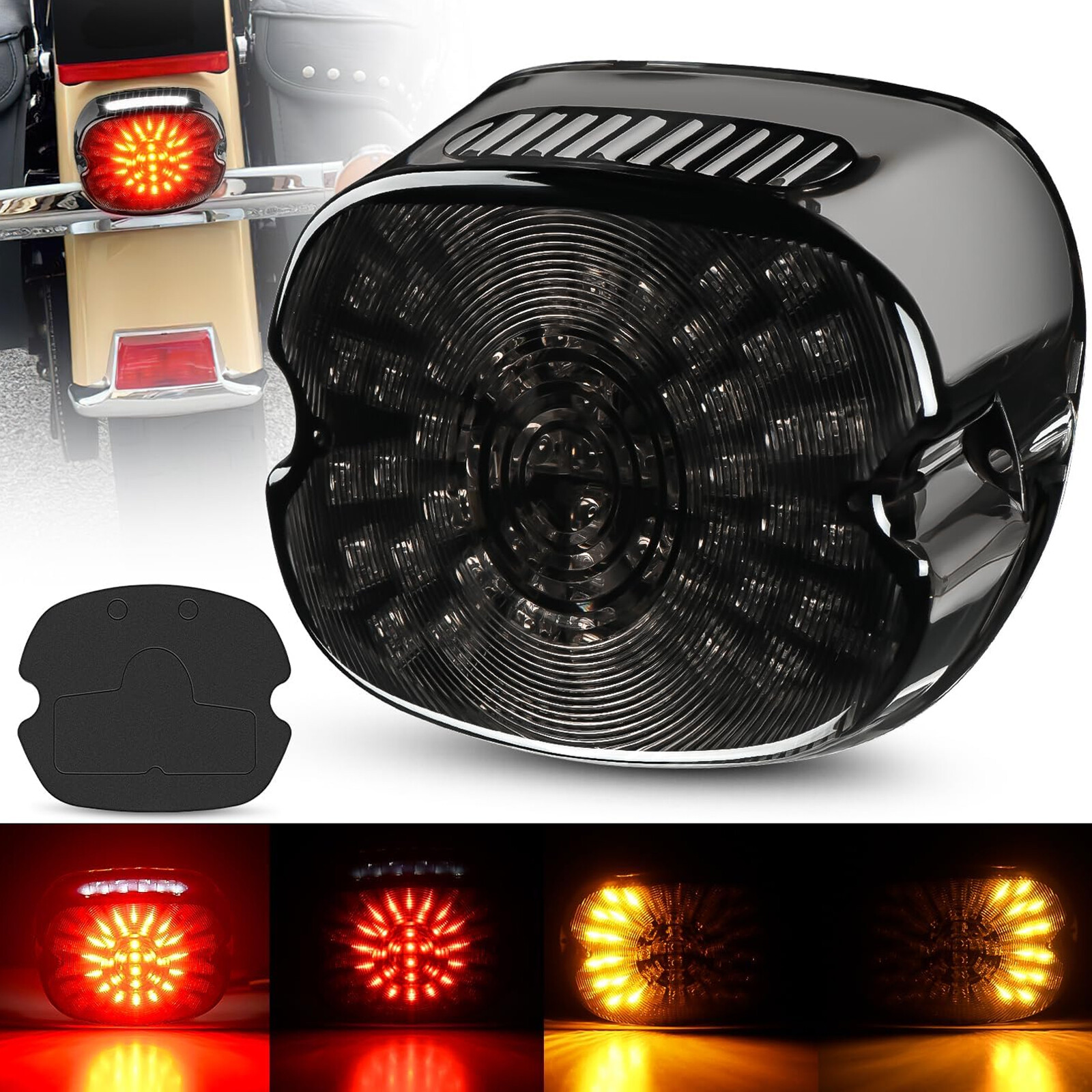 Motorcycle Tail LED Brake Turn Signal Taillight Rear Light Low Profile Smoked