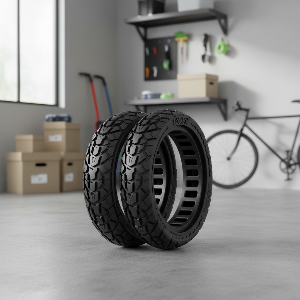 2-Pack 50/75-6.1 Tubeless Scooter Tires, Lightweight & Puncture-Proof Airless…