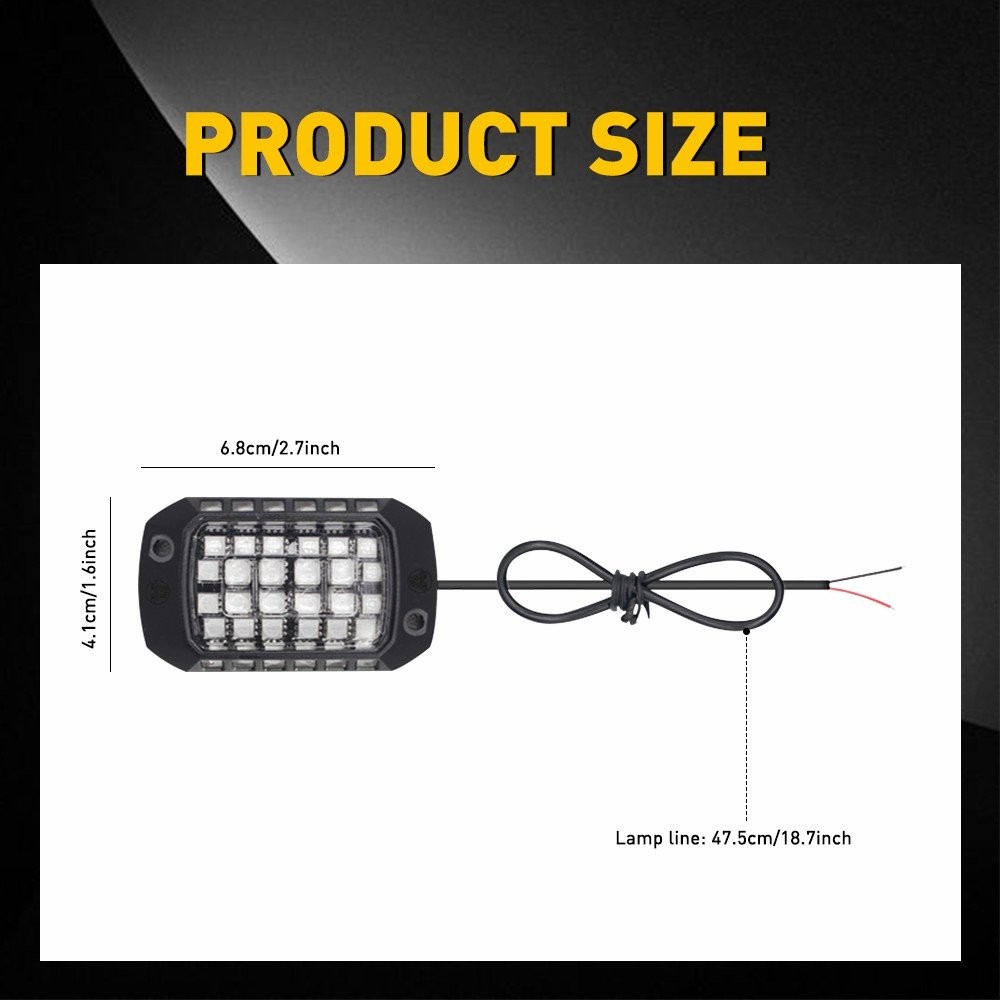 4PCS 36-LED Underbody Light Underglow Bars For Reverse Yacht Dome Light Red Lamp