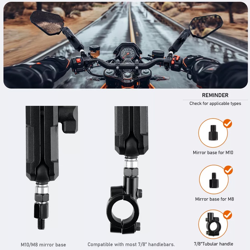 For Dirt Bike Dual Sport Pair Adventure Motorcycle Mirrors 7/8″ Hanlerbar Mount