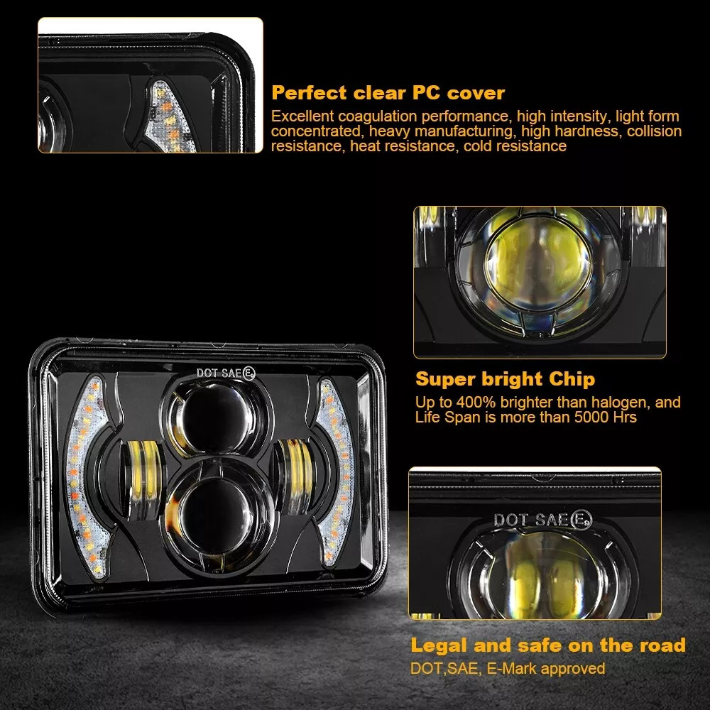 4×6″ LED Headlight Halo Projector Hi-Lo Sealed Beam For YAMAHA TW200 DT 125 RE