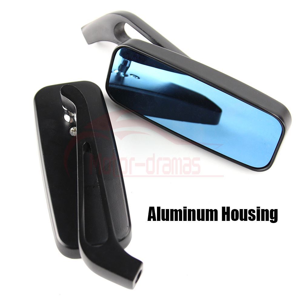 Black Motorcycle Rearview Side Mirrors 8mm 10mm Mount For Kawasaki Suzuki Honda