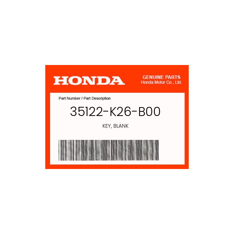 Honda Genuine Key, Blank – 35122-K26-B00
