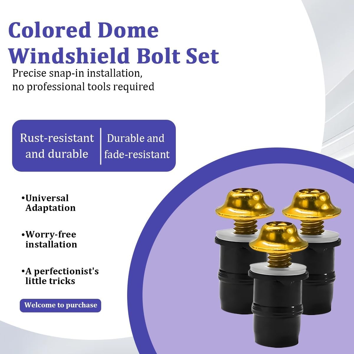 M5 Motorcycle Windshield Bolt Kit, 10PCS Aluminum Alloy Screws Nuts FColor: Gold