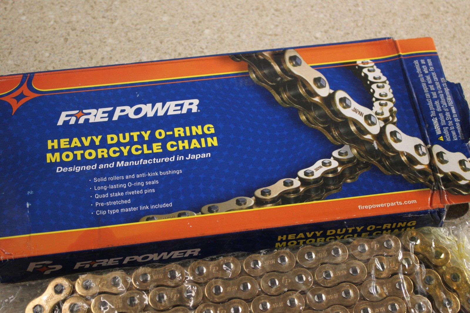 NEW Fire Power Gold O-Ring Drive Chain 520×120 & Master Link 7576 KC