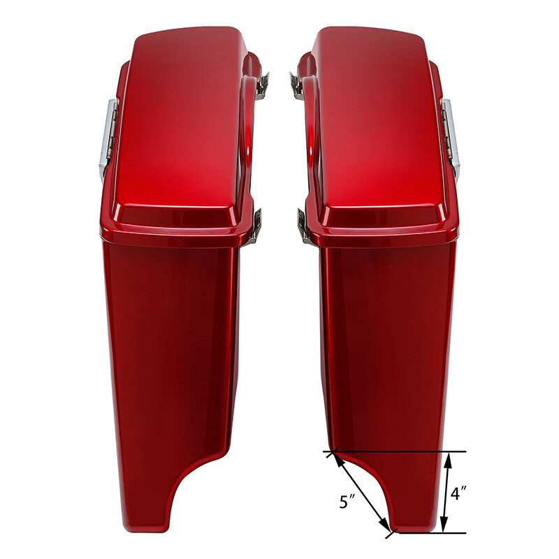 5″ Red Stretched Hard Saddlebags Fit For Harley Touring Street Glide 1993-2013