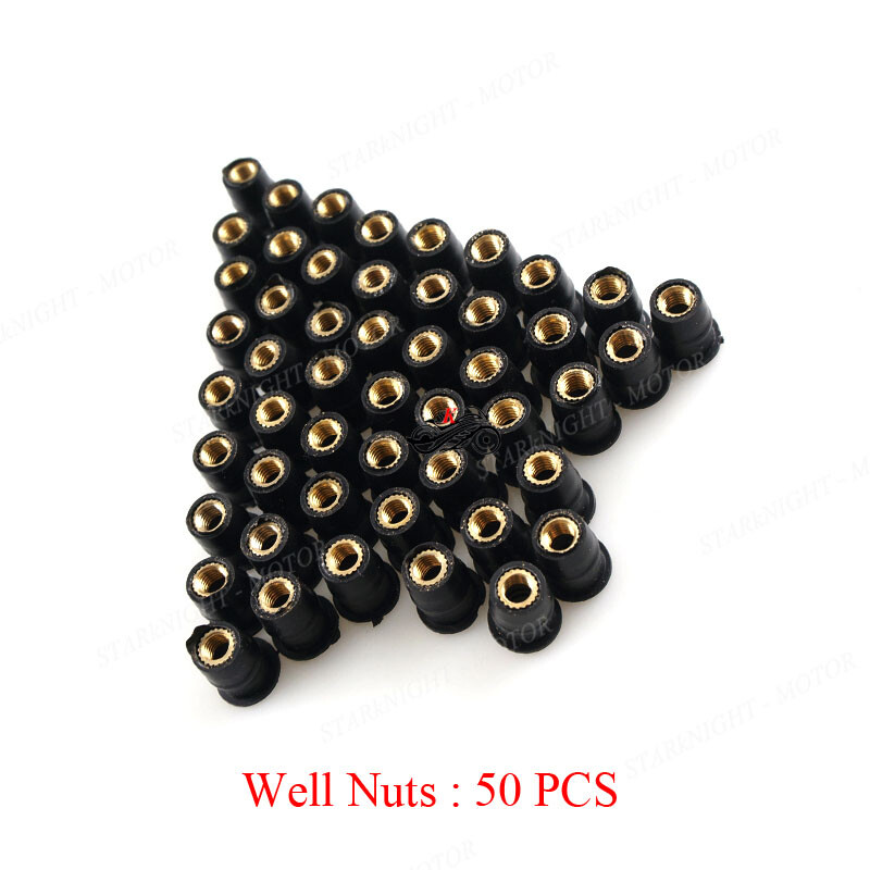 Motorcycle M5 5mm Universal Metric Rubber Well Nuts for Windscreen Fairing Cowl