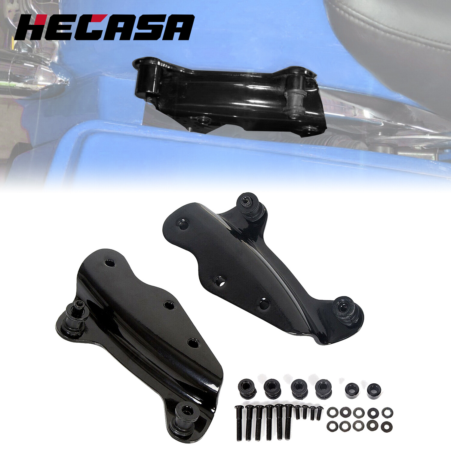 Black 4 Point Docking Hardware Kit For Harley 2009-2013 Touring Road King Glide