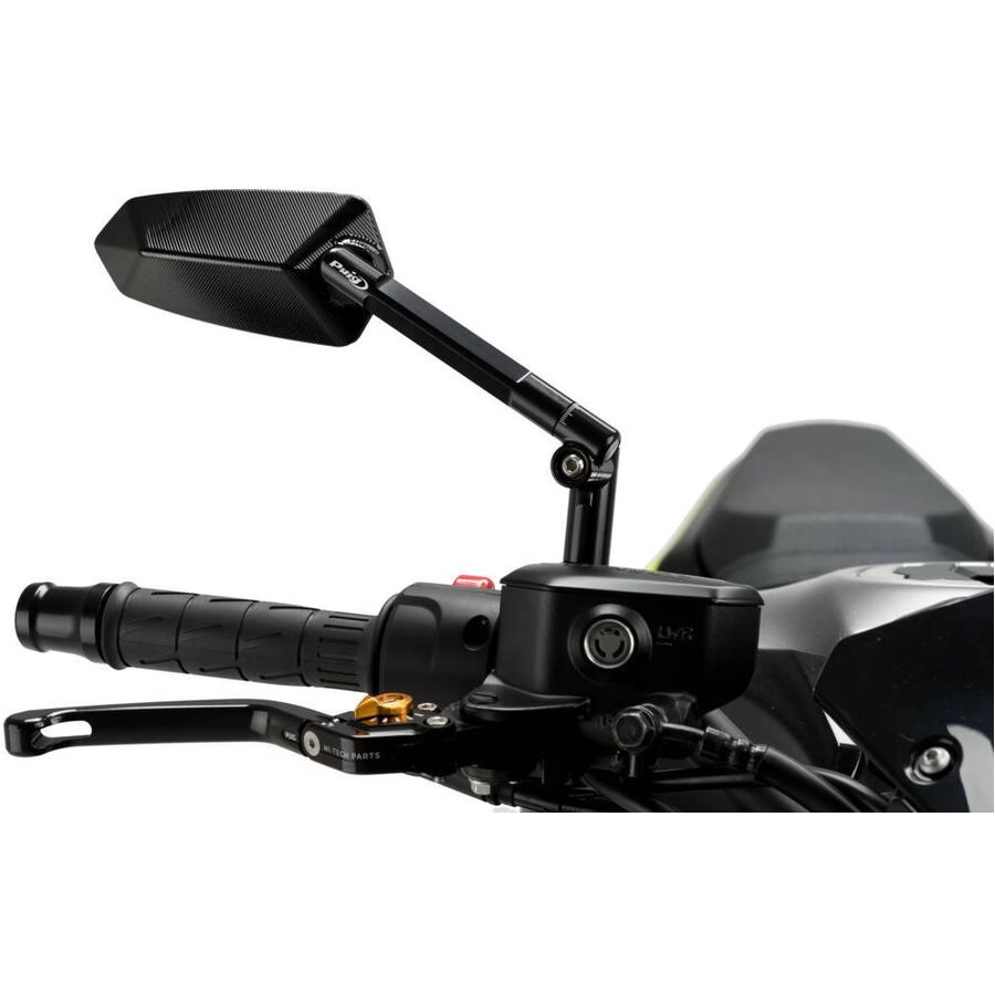 Puig F1.1 Mirror – Black/Black, Right/M10x1.25 With M8 Adapters 017NN