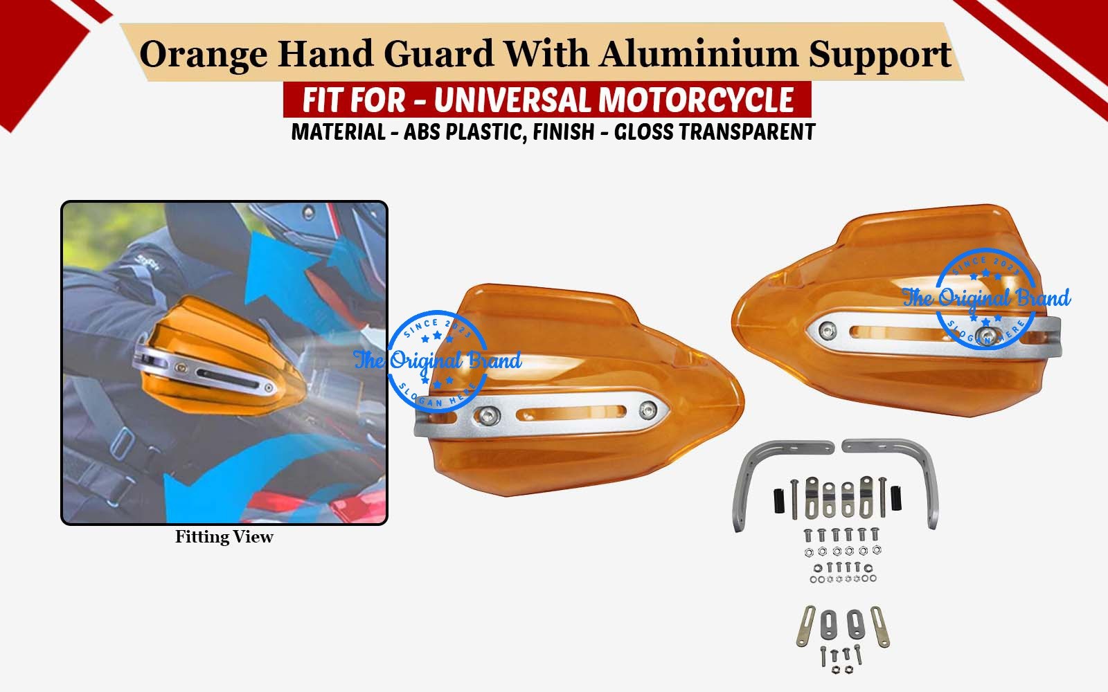 Fit For Universal Motorcycle “Orange Hand Guard With Aluminum Support”