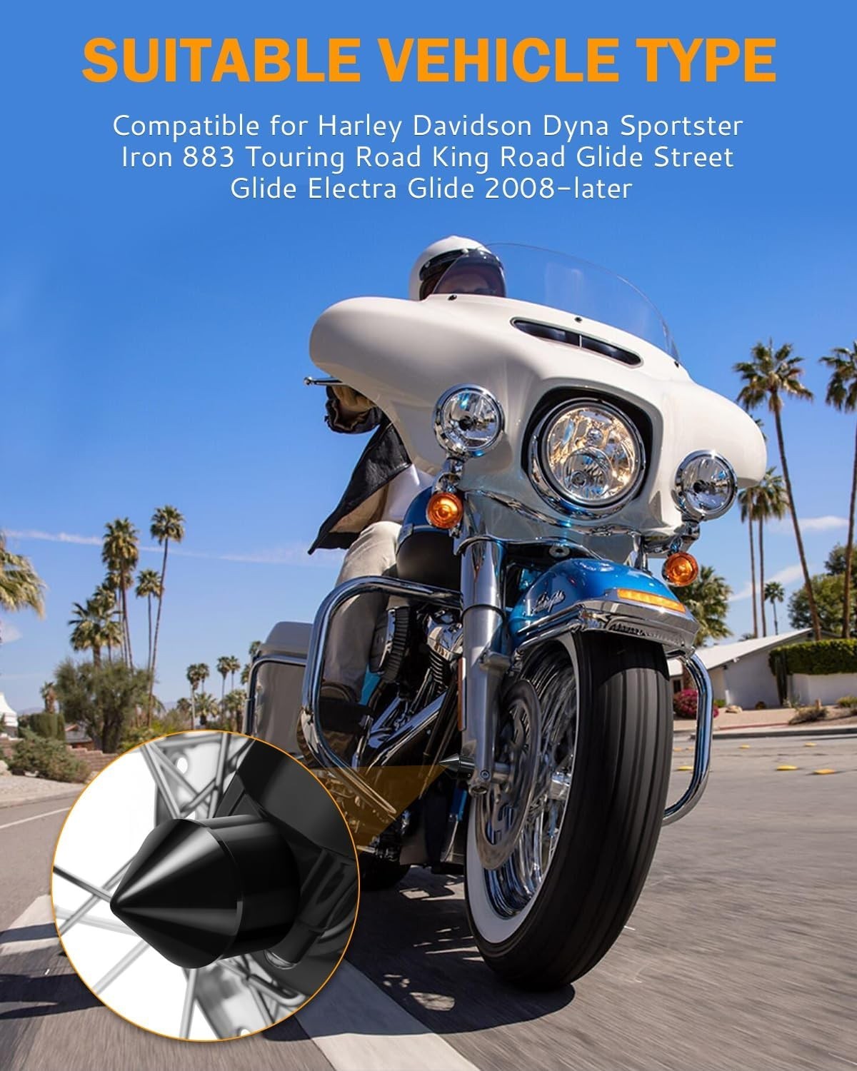 Stylish CNC Machined Black Front Axle Covers for Harley Touring & Sportster
